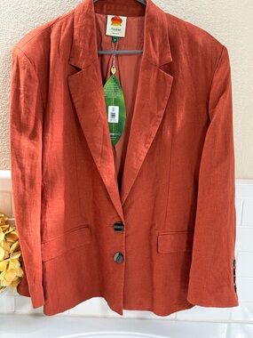 Farm Rio 100% Linen Blazer 
NEW with Tags . Dark rust lined . Medium